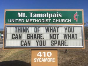 Sign Text: Think of what you can share, not what can you spare.